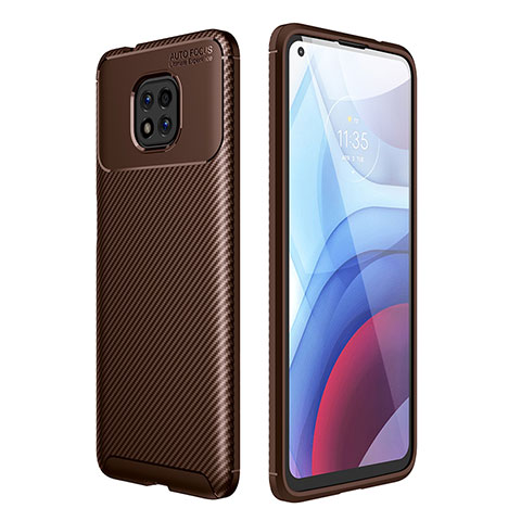 Motorola Moto G Power (2021)用シリコンケース ソフトタッチラバー ツイル カバー モトローラ ブラウン