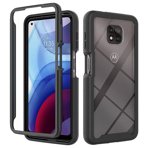 Motorola Moto G Power (2021)用360度 フルカバー ハイブリットバンパーケース クリア透明 プラスチック カバー モトローラ ブラック