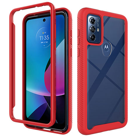 Motorola Moto G Power (2022)用360度 フルカバー ハイブリットバンパーケース クリア透明 プラスチック カバー ZJ3 モトローラ レッド