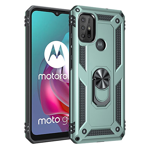 Motorola Moto G10用ハイブリットバンパーケース プラスチック アンド指輪 マグネット式 モトローラ グリーン