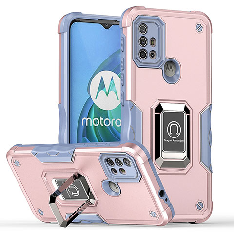 Motorola Moto G10用ハイブリットバンパーケース プラスチック アンド指輪 マグネット式 S05 モトローラ ピンク