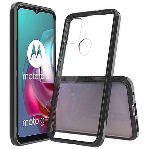 Motorola Moto G10 Power用ハイブリットバンパーケース クリア透明 プラスチック カバー モトローラ ブラック