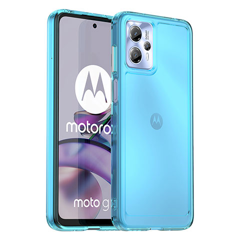 Motorola Moto G13用ハイブリットバンパーケース クリア透明 プラスチック カバー J02S モトローラ ネイビー