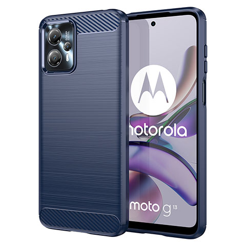 Motorola Moto G13用シリコンケース ソフトタッチラバー ライン カバー MF1 モトローラ ネイビー