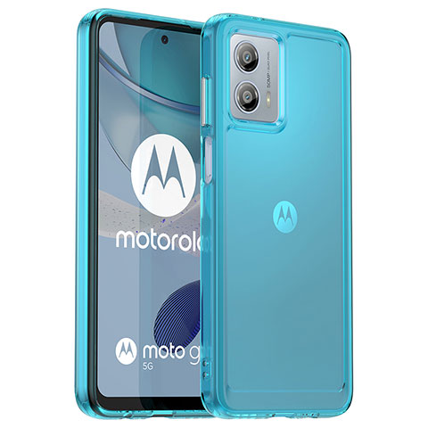 Motorola Moto G53 5G用ハイブリットバンパーケース クリア透明 プラスチック カバー J02S モトローラ ネイビー