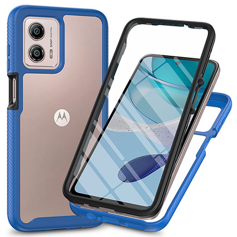 Motorola Moto G53j 5G用360度 フルカバー ハイブリットバンパーケース クリア透明 プラスチック カバー ZJ3 モトローラ ネイビー