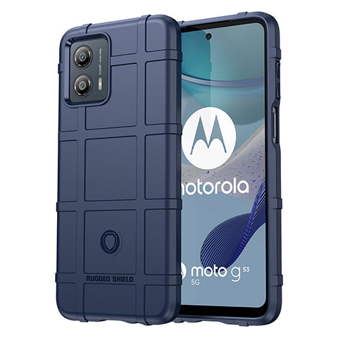 Motorola Moto G53j 5G用360度 フルカバー極薄ソフトケース シリコンケース 耐衝撃 全面保護 バンパー J01S モトローラ ネイビー