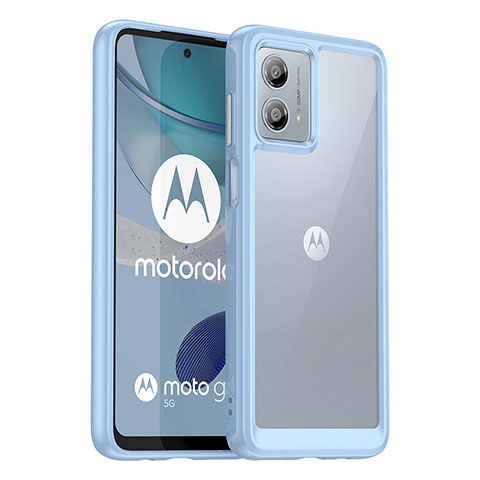 Motorola Moto G53j 5G用ハイブリットバンパーケース クリア透明 プラスチック カバー J01S モトローラ ライトブルー