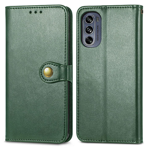 Motorola Moto G62 5G用手帳型 レザーケース スタンド カバー S05D モトローラ グリーン