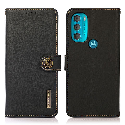 Motorola Moto G71 5G用手帳型 レザーケース スタンド カバー B02H モトローラ ブラック