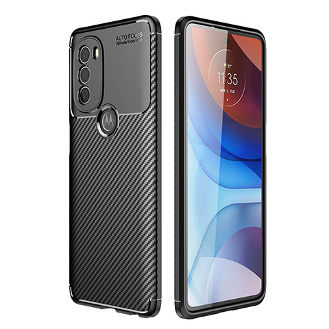 Motorola Moto G71 5G用シリコンケース ソフトタッチラバー ツイル カバー S01 モトローラ ブラック