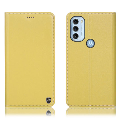 Motorola Moto G71 5G用手帳型 レザーケース スタンド カバー H21P モトローラ イエロー