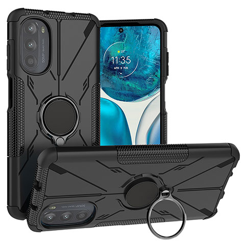 Motorola Moto G71s 5G用ハイブリットバンパーケース プラスチック アンド指輪 マグネット式 S02 モトローラ ブラック