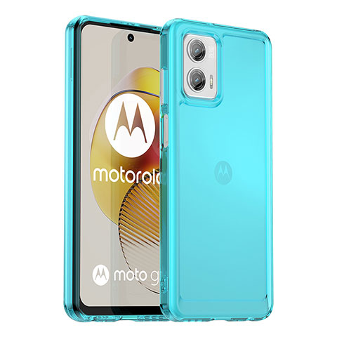 Motorola Moto G73 5G用ハイブリットバンパーケース クリア透明 プラスチック カバー J02S モトローラ ネイビー