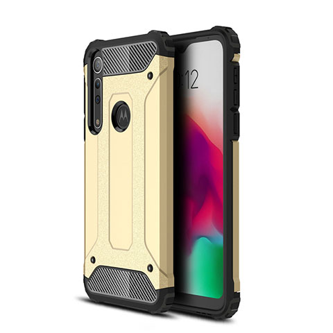 Motorola Moto G8 Play用ハイブリットバンパーケース プラスチック 兼シリコーン カバー モトローラ ゴールド