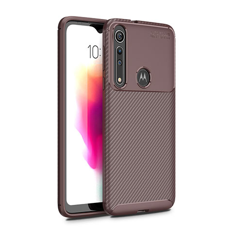 Motorola Moto G8 Play用シリコンケース ソフトタッチラバー ツイル カバー モトローラ ブラウン