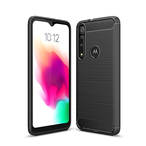 Motorola Moto G8 Play用シリコンケース ソフトタッチラバー ライン カバー モトローラ ブラック