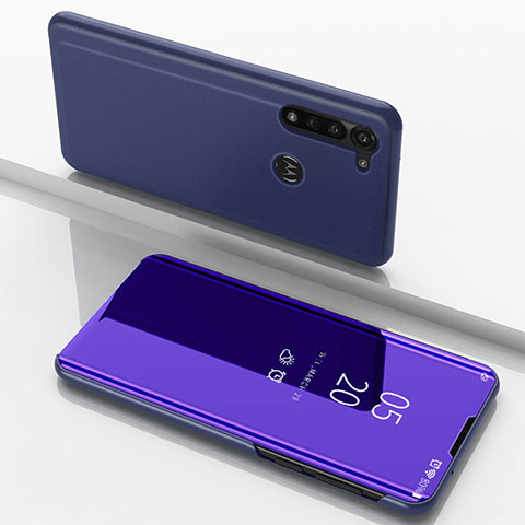 Motorola Moto G8 Power用手帳型 レザーケース スタンド 鏡面 カバー モトローラ パープル