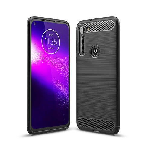 Motorola Moto G8 Power用シリコンケース ソフトタッチラバー ライン カバー モトローラ ブラック