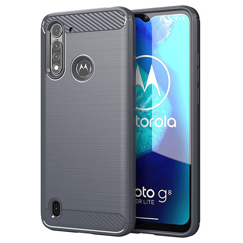 Motorola Moto G8 Power Lite用シリコンケース ソフトタッチラバー ライン カバー モトローラ グレー