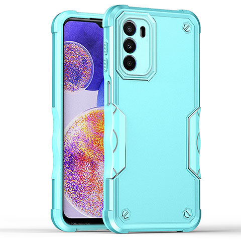 Motorola Moto G82 5G用ハイブリットバンパーケース プラスチック 兼シリコーン カバー モトローラ シアン