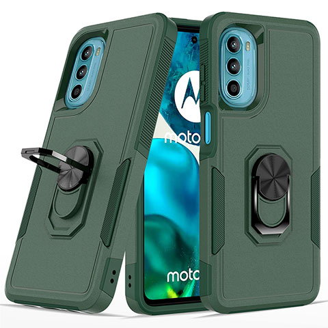 Motorola Moto G82 5G用ハイブリットバンパーケース プラスチック アンド指輪 マグネット式 MQ1 モトローラ モスグリー