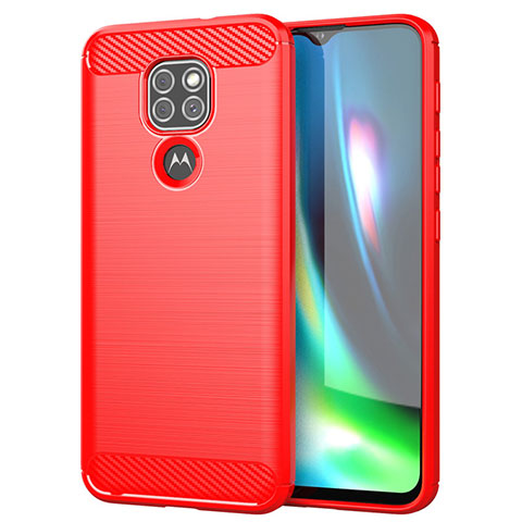 Motorola Moto G9用シリコンケース ソフトタッチラバー ライン カバー S01 モトローラ レッド