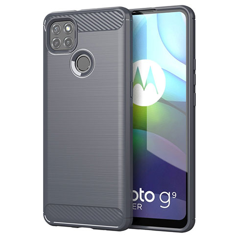 Motorola Moto G9 Power用シリコンケース ソフトタッチラバー ライン カバー モトローラ グレー