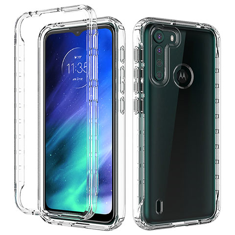 Motorola Moto One Fusion用前面と背面 360度 フルカバー 極薄ソフトケース シリコンケース 耐衝撃 全面保護 バンパー 勾配色 透明 モトローラ クリア