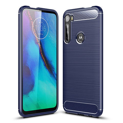 Motorola Moto One Fusion Plus用シリコンケース ソフトタッチラバー ライン カバー S01 モトローラ ネイビー