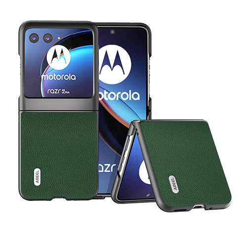 Motorola Moto Razr 40 Ultra 5G用シリコンケース ソフトタッチラバー レザー柄 カバー BH3 モトローラ グリーン