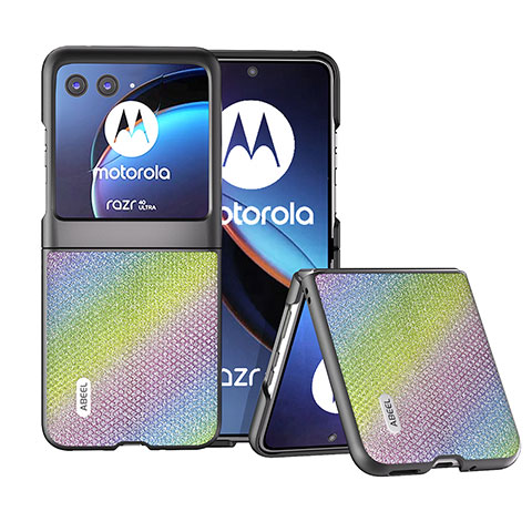 Motorola Moto Razr 40 Ultra 5G用シリコンケース ソフトタッチラバー レザー柄 カバー BH6 モトローラ グリーン