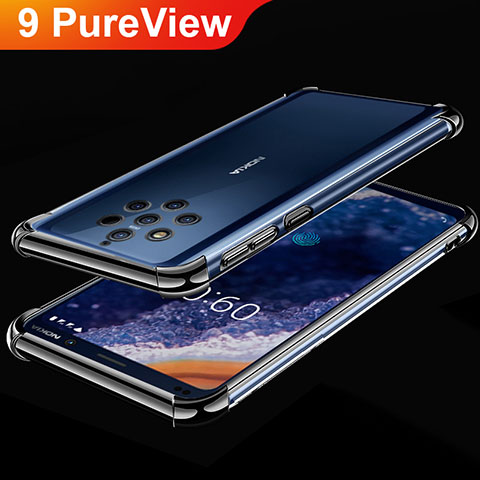 Nokia 9 PureView用極薄ソフトケース シリコンケース 耐衝撃 全面保護 クリア透明 H01 ノキア ブラック