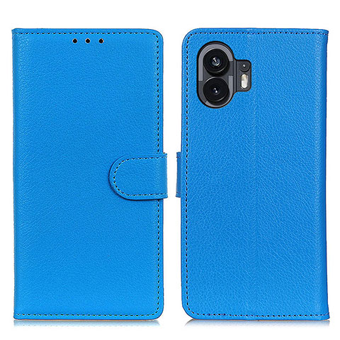 Nothing Phone 2用手帳型 レザーケース スタンド カバー A03D Nothing Phone ブルー