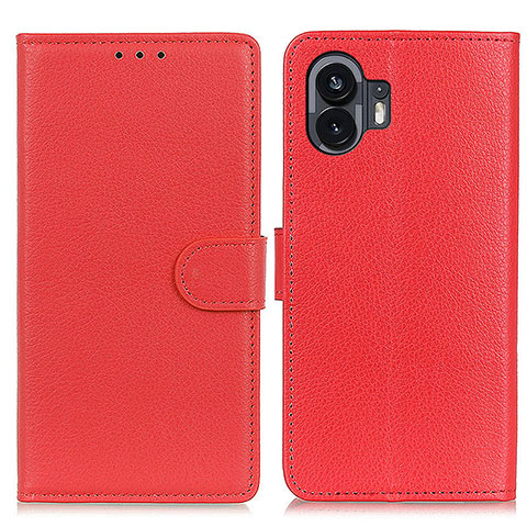 Nothing Phone 2用手帳型 レザーケース スタンド カバー A03D Nothing Phone レッド