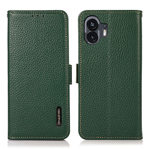 Nothing Phone 2用手帳型 レザーケース スタンド カバー B03H Nothing Phone グリーン