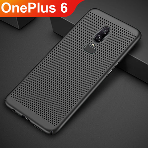 OnePlus 6用ハードケース プラスチック メッシュ デザイン カバー OnePlus ブラック