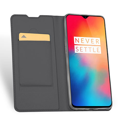 OnePlus 6T用手帳型 レザーケース スタンド カバー OnePlus グレー