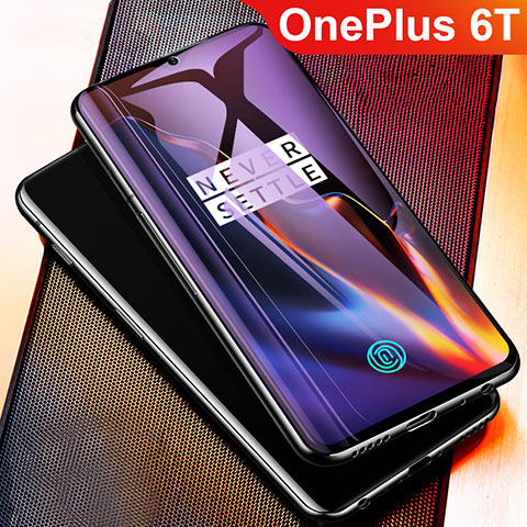 OnePlus 6T用強化ガラス フル液晶保護フィルム アンチグレア ブルーライト OnePlus ブラック