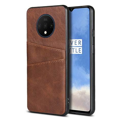 OnePlus 7T用ケース 高級感 手触り良いレザー柄 R01 OnePlus ブラウン