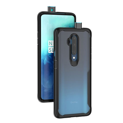 OnePlus 7T Pro 5G用ハイブリットバンパーケース クリア透明 プラスチック 鏡面 カバー M01 OnePlus ブラック