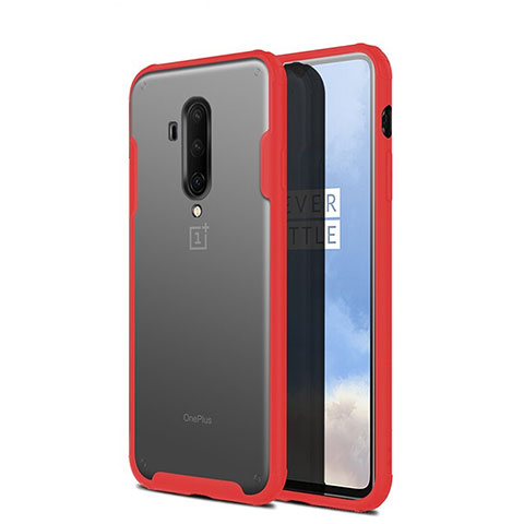 OnePlus 7T Pro用極薄ケース クリア透明 プラスチック 質感もマット カバー OnePlus レッド