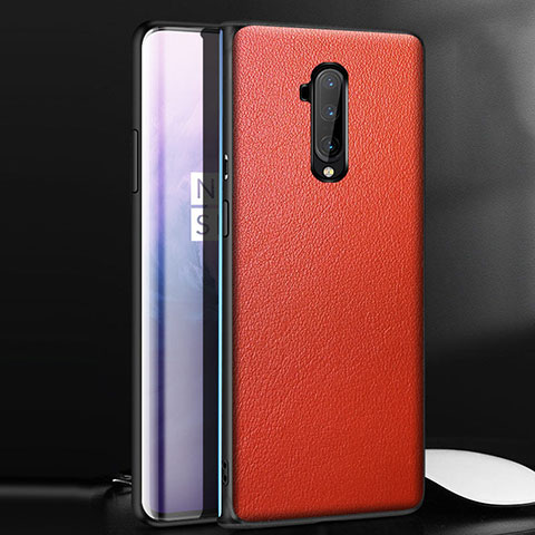 OnePlus 7T Pro用ケース 高級感 手触り良いレザー柄 OnePlus レッド