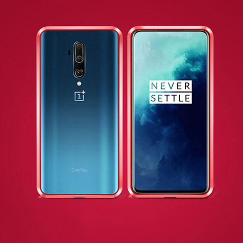 OnePlus 7T Pro用ケース 高級感 手触り良い アルミメタル 製の金属製 360度 フルカバーバンパー 鏡面 カバー OnePlus レッド