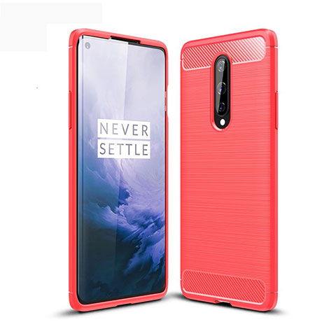 OnePlus 8用シリコンケース ソフトタッチラバー ライン カバー OnePlus レッド