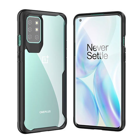 OnePlus 8T 5G用ハイブリットバンパーケース クリア透明 プラスチック 鏡面 カバー M02 OnePlus ブラック