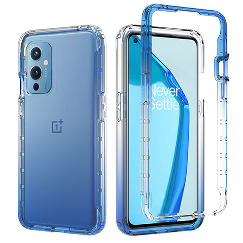 OnePlus 9 5G用前面と背面 360度 フルカバー 極薄ソフトケース シリコンケース 耐衝撃 全面保護 バンパー 勾配色 透明 JX1 OnePlus ネイビー