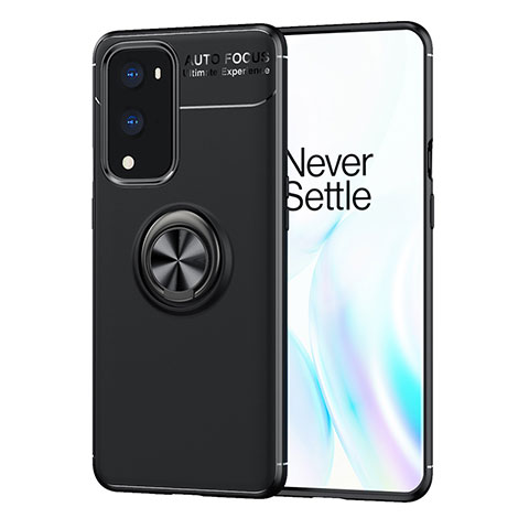 OnePlus 9 Pro 5G用極薄ソフトケース シリコンケース 耐衝撃 全面保護 アンド指輪 マグネット式 バンパー SD1 OnePlus ブラック