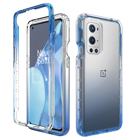 OnePlus 9 Pro 5G用前面と背面 360度 フルカバー 極薄ソフトケース シリコンケース 耐衝撃 全面保護 バンパー 勾配色 透明 OnePlus ネイビー