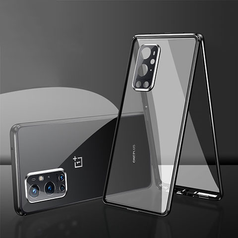 OnePlus 9 Pro 5G用ケース 高級感 手触り良い アルミメタル 製の金属製 360度 フルカバーバンパー 鏡面 カバー OnePlus ブラック